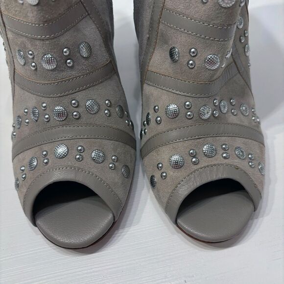 Rebecca Minkoff Mila Runway Gray‎ Leather Studded Booties US Size 7.5 M - Picture 5 of 11